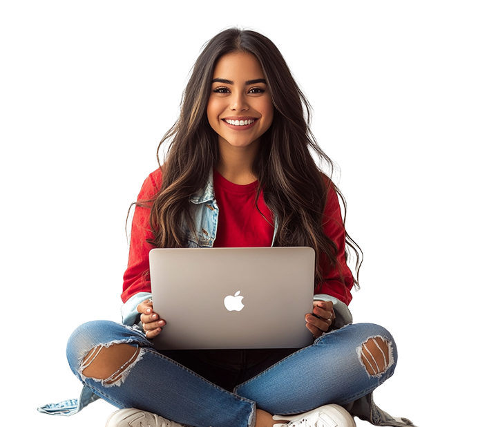 Happy candidate with laptop